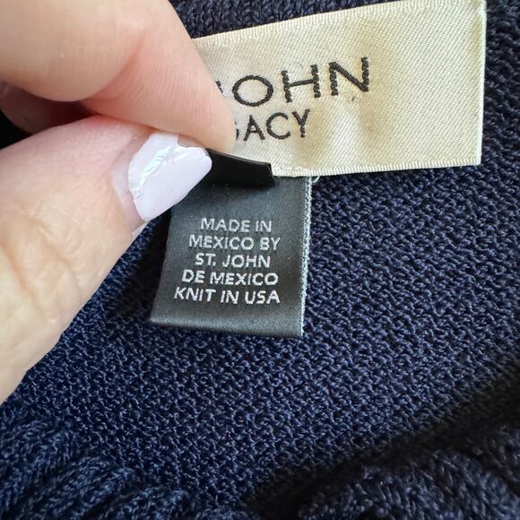 St. John Knit Legacy Collection Zip Front Sweater Size 14 Navy Blue EUC Luxury - Picture 11 of 13